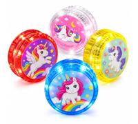 4 PCS Unicorn Light Up Yo-Yo,Automatic Return Beginner Yoyo Toys with String, High Speed Bearing Glow YoYo Set, Party Favor Toys (5.5cm)