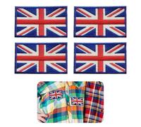 4 Pcs Union Jack Patch, British Flag Hook and Loop Patches, Tactical Morale Embroidered Patch for Military Uniform, Bag, Jacket, Hat, Vest, Backpack (United Kingdom UK England Flag)