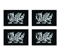 4 PCS United Kingdom British Union UK Wales Welsh Dragon Embroidered Tactical Emblem Patch Iron On/Sew On Applique Patch for Clothing,Jacket,Jeans,T-Shirt,Jersey,Repair,Craft,Hat,Pants(Black)