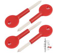 4 PCS Universal Brass Bolt Key Security Rack Bolt Keys, 80mm Spare Star Key, Window Keys Replacement, for Doors, Fire Doors, for Fire Hydrants, Red Finish with About 30mm Key Length