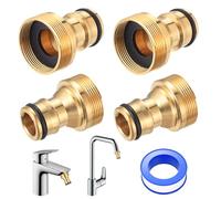4 Pcs Universal Kitchen Tap Connector, Universal Tap Connector for Hose Pipe Connectors and Fittings, Brass Mixer Hose Adaptor for Kitchen Garden Watering Taps toHose Connectors Attachments