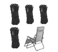 4 Pcs Universal Replacement Elastic Cord(1.5m*2+2.4m*2),Black Elastic String 5mm wide,Drawstring For Lafuma Folding Sun Loungers For Garden Set of 2/Zero Gravity Recliner Garden Chairs/Outdoor Sunbeds