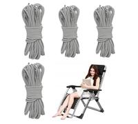 4 Pcs Universal Replacement Elastic Cord(1.5m*2+2.4m*2),Elastic String 5mm wide,White Drawstring For Lafuma Folding Sun Loungers For Garden Set of 2/Zero Gravity Recliner Garden Chairs/Outdoor Sunbeds