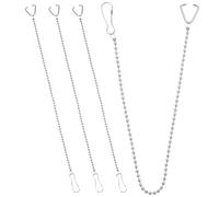 4 Pcs Universal Toilet Flapper Chain Replacement Kit, 9.8 Inch Stainless Steel Toilet Handle Beaded Replacement Beaded Chain with Adjustable Length, Hook Ring for Most Flappers
