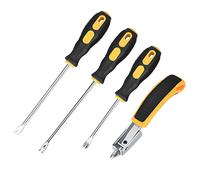 4 Pcs Upholstery Staple Remover and Tack Lifter Tool Set, Nail Puller Remover Heavy Duty, Nail Staple Rivet Tack Puller Screwdriver Remover Lifter Puller Tools for Home Office - Rubber Handles