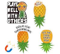 4 Pcs Upside Down Pineapple Magnet - Pineapple Decor Magnetic Stickers for Cruise Doors, Cabin,Refrigerators, and Cars