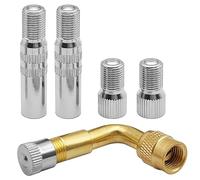 4 Pcs Valve Cap Stem Extenders, 19mm & 39mm, Brass Car Tire Valve Stem Extensions, with 90 Degree Tyre Valve Extension Adaptor, Screw-on Wheel Tire Cap Extender Adapter for Car Truck Motorcycle Bike