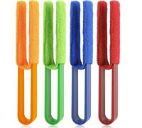 4 Pcs Venetian Blind Cleaner Tool, Blind Cleaners with Washable Replacement Covers, Microfiber Duster 4 Pronged Washable Duster, for Slatted Blinds, Wooden Blinds, Air Vents