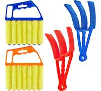 4 Pcs Venetian Blind Duster Tool - 7 Finger Blind & Shutter Cleaner Brush - Air Conditioner Duster (Orange, Blue, Red)