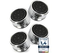 4 pcs. Very Water-Saving aerators M24 Water Flow 5 l/min - High Tech Anti limescale tap Strainer with Spherical Filter - Aerator Made of Chrome-Plated Brass - Aerator Attachment for taps