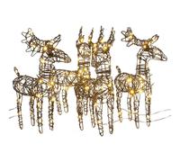 (4 pcs) vidaXL Christmas Decorations Reindeers Light Decor 80 LEDs Warm White Rattan