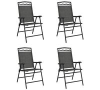 (4 pcs) vidaXL Folding Garden Chairs Outdoor Chair 2 pcs Melange Grey Steel&Textilene
