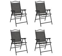 (4 pcs) vidaXL Folding Garden Chairs Outdoor Chair Melange Cream Steel and Textilene