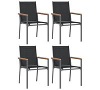 vidaXL Garden Chairs 4 pcs Black 55x61.5x90 cm Textilene and Steel, Black