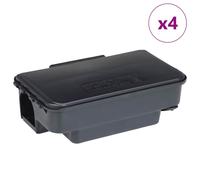 (4 pcs) vidaXL Mouse Traps 6 pcs Black 22x12.5x7.5 cm rat box mouse bait rat bait box