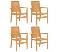 vidaXL Stackable Garden Chairs 4 pcs 56.5x57.5x91 cm Solid Wood Teak, Brown