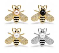 4 PCS Vintage Bee Brooch Pins Set for Women, Crystal Rhinestone Honey Bee Lapel Pins with Faux Pearl, Cute Insect Brooches Fashion Jewelry Gift for Birthday Dating Party, Dress Scarf Hat Decor