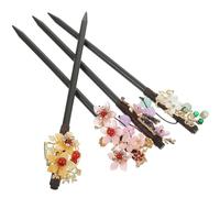 4 Pcs Vintage Chinese Style Hair Stick Metal Decorative Hair Pin | Flower Tassel Accent, Firm Hold for Curly or Straight Hair, Bridesmaids, Weddings, Dating, Hanfu Outfits