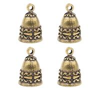 4 Pcs Vintage Mini Brass Hanging Bell With Bronze Craft Pattern for Home Pet Necklace Collar Decoration
