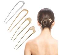 4 Pcs Vintage U-shaped metal hair clip,French Twist Hair Pin,Gold French Pins for Thick Hair, hair pins for women styling