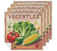 4 PCS Vintage Vegetables Cloth Napkins 18.7"x18.7"- Single-Sided Print, Soft & Reusable Napkins for Elegant Dining, Wedding, Party, Restaurant Decor