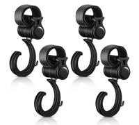 4 Pcs Walker Hooks Wheelchair Hanging Hooks 360° Rotation Stroller Hooks Stroller Hanger Diaper Bag Hanger Stroller Bags Purse Organizer Stroller Wheelchair Walker Accessories