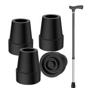 4 PCS Walking Stick Rubber Ends, Non-Slip Walking Stick Ferrules Black Rubber Ferrule for Walking Sticks Crutches Rubber Ends Cane Tips for Elderly Crutches Adult Hiking Crutches Walking