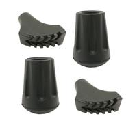 4 Pcs Walking Stick Rubber Tips Set for Trekking Pole, Black | Shoe Style and Short Style, Two Each, Rubber Build, Shock Absorbing, Grip and Traction