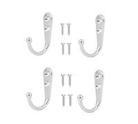 4 PCS Wall Mounted Hooks Coat Hooks Retro Door Robe Hook for Hanging Towel Clothes Hat Key Cup Single Metal Hook Cloth Hanger for in Bedroom Bathroom Kitchen Cupboard (with 8 Pcs Screws)-Sliver