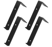 4 PCS Wall Mounted Shelve Brackets, Triangle Shelf Support Brackets Heavy Duty, Black Iron Floating Shelf Bracket, Stainless Steel, Durable Scaffold Board Shelves (T Style)