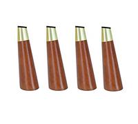 4 Pcs Walnut Conical Solid Wood Legs Brass Replacement Feet for Sofa Bed Cabinet Chair - 15cm/5.9in Furniture Legs Durable and Stylish Wood Furniture Accessories
