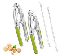 4 Pcs Walnut Cracker Tools, Windspeed Nut Crackers Three Opening Clips Nut Shell Openers Tools for Seafood Cracker, Lobster Crab Non-Slip Handle Shell Cracker with 2 Pcs Picks