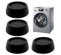 4 Pcs Washing Machine Vibration Pads, Black Universal Rubber Anti Vibration Pads for Washing Machine, Washingmachine Feet Shock Absorbers for Stability and Noise Reduction