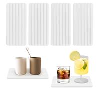 4 Pcs Water Absorbent Diatomite Coasters, Quick Drying Soap Tray, Bathroom Vanity Trays with Grooves, Diatomaceous Earth Soap Holder,Toothbrush Holder Set for Home Kitchen Bathroom (White)