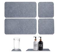 4 Pcs Water Absorbent Diatomite Tray, Fast Drying Stone Sink Tray, Diatomaceous Earth Kitchen Soap Dish,Hand Soap Holder, Water Absorbing Stone for Plants, toiletries in The Modern Home (Dark Grey)