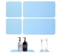 4 Pcs Water Absorbent Diatomite Tray, Fast Drying Stone Sink Tray, Diatomaceous Earth Kitchen Soap Dish,Hand Soap Holder, Water Absorbing Stone for Plants, toiletries in The Modern Home (Blue)