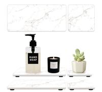 4 Pcs Water Absorbing Stone Tray for Sink Dish Soap Tray Kitchen Counter Stone Drying Trays for Bathroom Sink Diatomite Fast Drying Mat Quick Dry Marble Bathroom Vanity Trays Ceramic Soap Holder