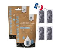 4 Pcs Water Filters French Vegetable Activated Carbon Super Activated Granules - In Just 20 Minutes - Natural for Carafe, Bottle, Drinking Bottle - Filters Running Water