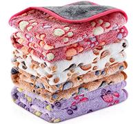 4 Pcs Waterproof Guinea Pig Blankets Washable Small Animal Fleece Bedding Absorbent Guinea Pig Cage Liners Reusable Pet Pee Pad Sleep Mat Pad Cover for Hamster Ferret (Paw Print,12 x 12 Inch)