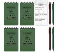 4 Pcs Waterproof Notebook, Pocket Notebook for Field Notes and Outdoor Adventures, Small Notebook with Waterproof Notepads and Ballpoint Pens, Waterproof Notebook for Professionals and Travelers