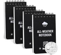 4 Pcs Waterproof Pocket Notebooks, 3 x 5 Inch Small Waterproof Notebook | Top Spiral Notepads for Outdoor Field Notes Camping Hiking Work and Travel Black
