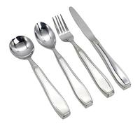 4 Pcs Weighted Eating Utensils for Parkinson's Patients, Stainless Steel Silverware Set with Fork, Knife, Spoon, Ergonomic Grip for Hand Tremors, Ideal for Stroke Recovery and Seniors