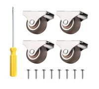 4 PCS Wheels for Furniture, Castor Wheels, Caster Wheels Set of 4 with Non Swivel Top Plate Silent Rubbered Trolley Castors Set of 4 Holding Wheels for File Cabinets/Furniture/Under Bed Storages