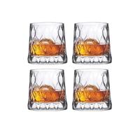 4 Pcs Whiskey Glasses Set, Crystal Short Drink Home Kitchen Bar Drinking Glassware Whisky Rum Vodka Cocktails Dishwasher Safe Tumbler, Whiskey Glass 300cc