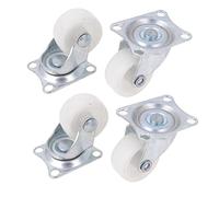 4 Pcs White 1.25" Single Wheel Light Duty Swivel Plate Rectangle Top Plate Move Flexible Light Duty Caster Wheel