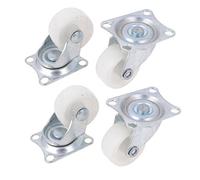 4 Pcs White 1.25" Single Wheel Light Duty Swivel Plate Rectangle Top Plate Move Flexible Light Duty Caster Wheel