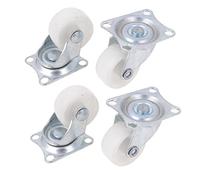 4 Pcs White 3 inch Single Wheel Light Duty Swivel Plate Rectangle Top Plate Move Flexible Light Duty Caster Wheel