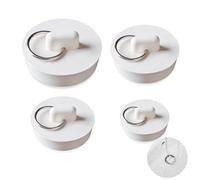 4 Pcs White Bath Plug Replacement, Rubber Bath Plugs, Versatile Sink Plug, Topper For Tub With Hanging Ring Universal Bathtub Plug Drain Stopper For Kitchen Bathroom Shower Laundry