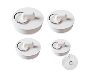 4 Pcs White Bath Plug Replacement, Rubber Bath Plugs, Versatile Sink Plug， Topper For Tub With Hanging Ring Universal Bathtub Plug Drain Stopper For Kitchen Bathroom Shower Laundry