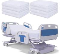 4 Pcs White Hospital Bed Sheets Soft Knitted Sheets 90 x 210 x 35 cm Cotton Single Fully Fitted Sheet with Elastic All Around, No Wrinkle, Skin Friendly for Home Bed, Massage Table, Hospital, Hotel